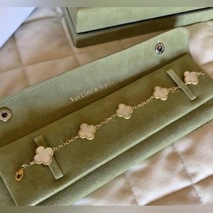 Van Cleef & Arpels Gold and Mother-of-Pearl Alhambra Bracelet 5 Motifs